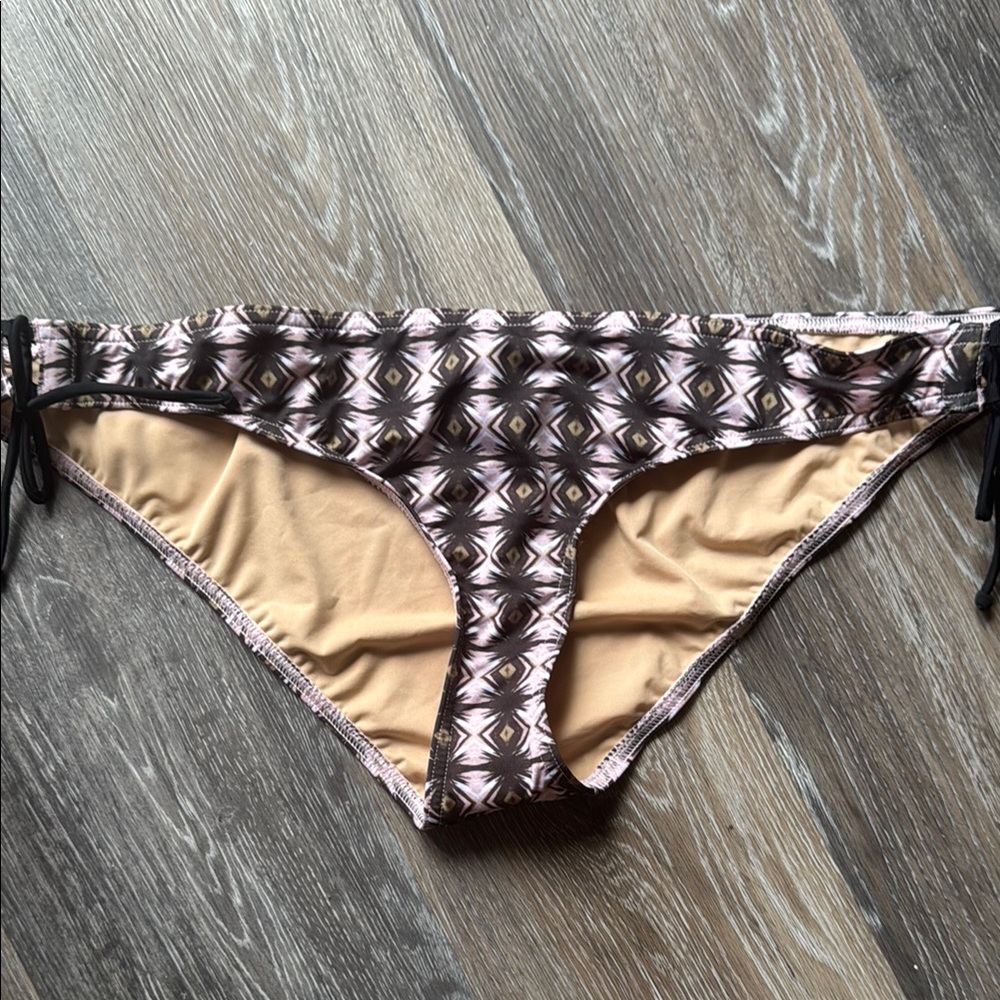 NWOT J. CREW light purple brown black side tie Geometric Bikini Bottoms swim XL